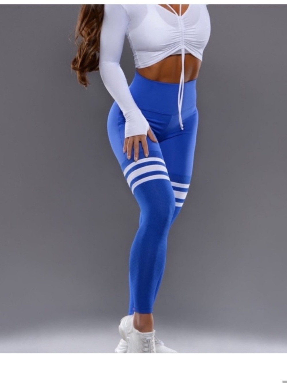 Bombshell Sportswear Royal Blue Thigh High Leggings Small
